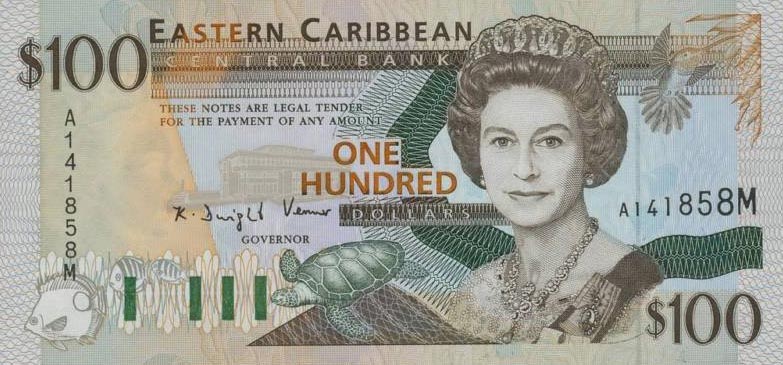 Front of East Caribbean States p35m: 100 Dollars from 1994