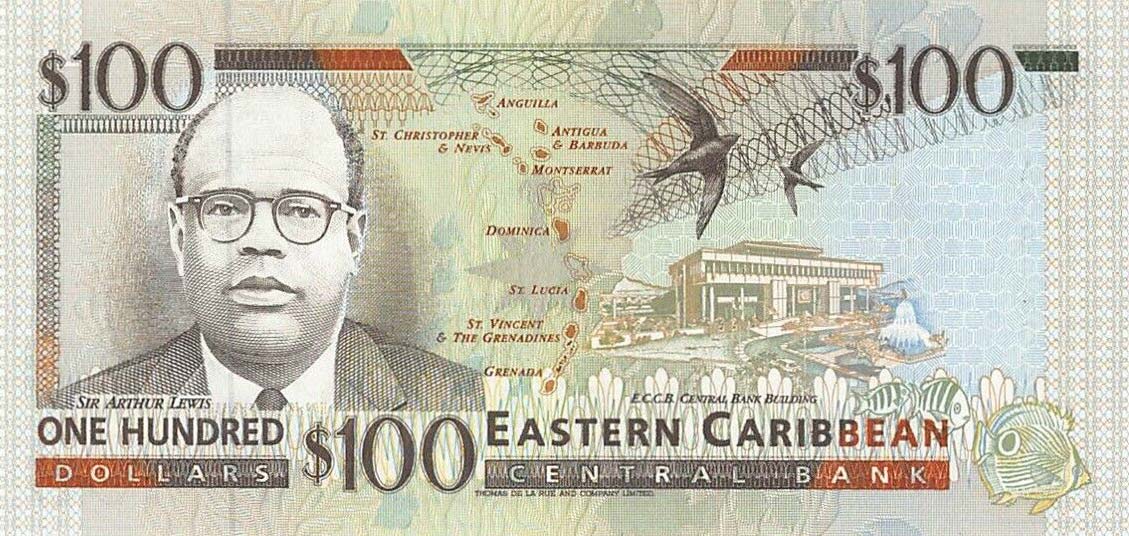 Back of East Caribbean States p35u: 100 Dollars from 1994