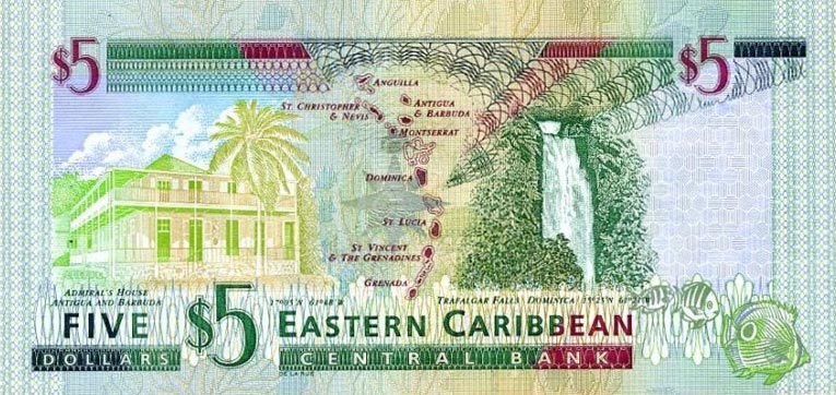 Back of East Caribbean States p37a: 5 Dollars from 2000