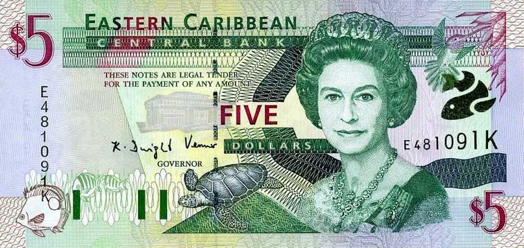 Front of East Caribbean States p37k2: 5 Dollars from 2000