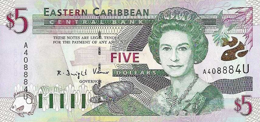 Front of East Caribbean States p37u: 5 Dollars from 2000