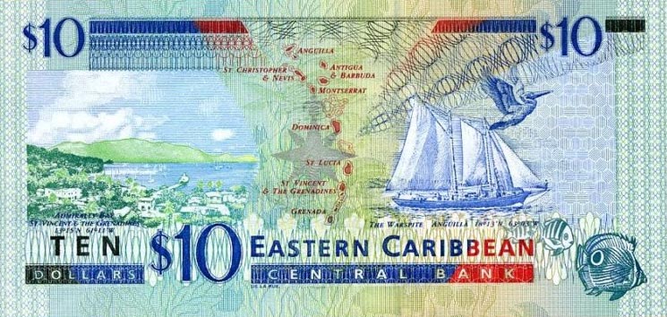 Back of East Caribbean States p38a: 10 Dollars from 2000