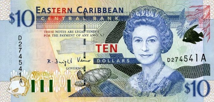 Front of East Caribbean States p38a: 10 Dollars from 2000