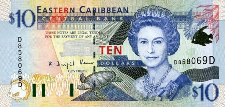 Front of East Caribbean States p38d: 10 Dollars from 2000