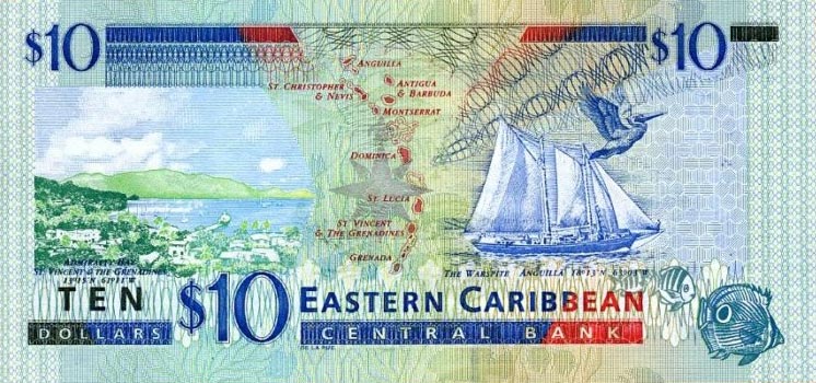 Back of East Caribbean States p38k: 10 Dollars from 2000