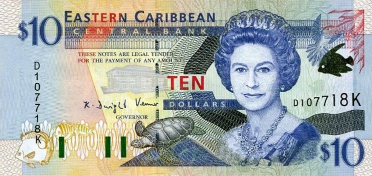 Front of East Caribbean States p38k: 10 Dollars from 2000