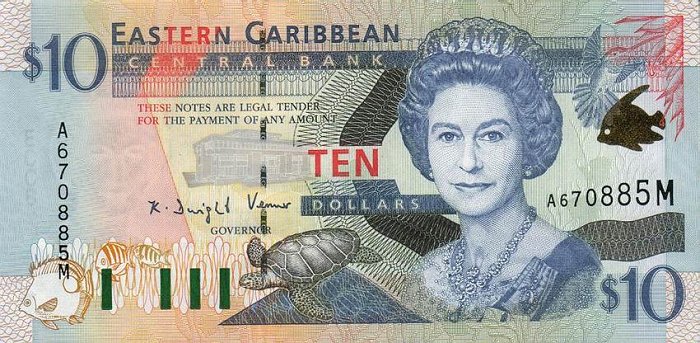 Front of East Caribbean States p38m: 10 Dollars from 2000