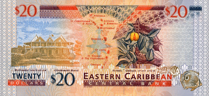 Back of East Caribbean States p39a: 20 Dollars from 2000