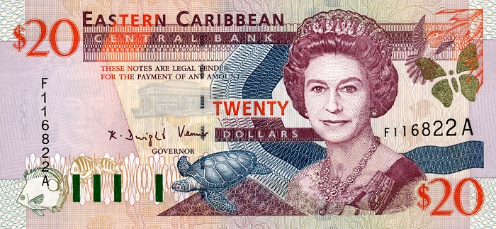 Front of East Caribbean States p39a: 20 Dollars from 2000