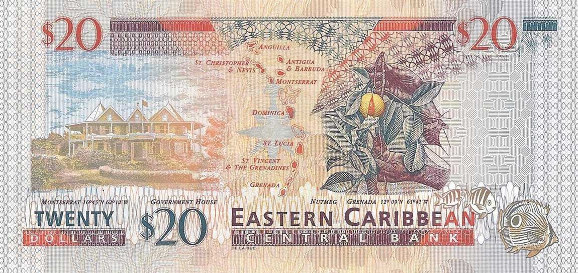 Back of East Caribbean States p39d: 20 Dollars from 2000