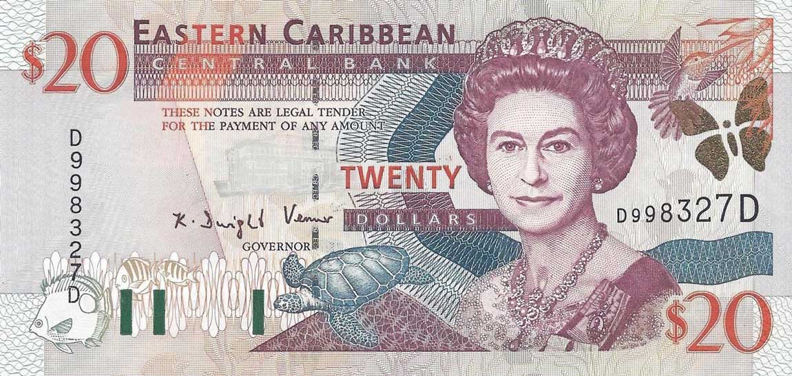 Front of East Caribbean States p39d: 20 Dollars from 2000