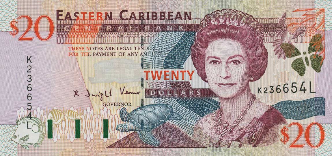 Front of East Caribbean States p39l: 20 Dollars from 2000