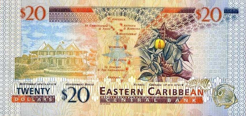 Back of East Caribbean States p39m: 20 Dollars from 2000