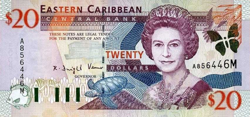 Front of East Caribbean States p39m: 20 Dollars from 2000