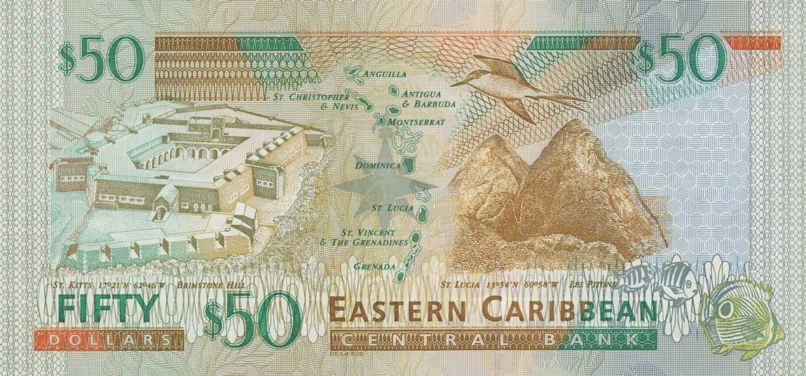 Back of East Caribbean States p40m: 50 Dollars from 2000