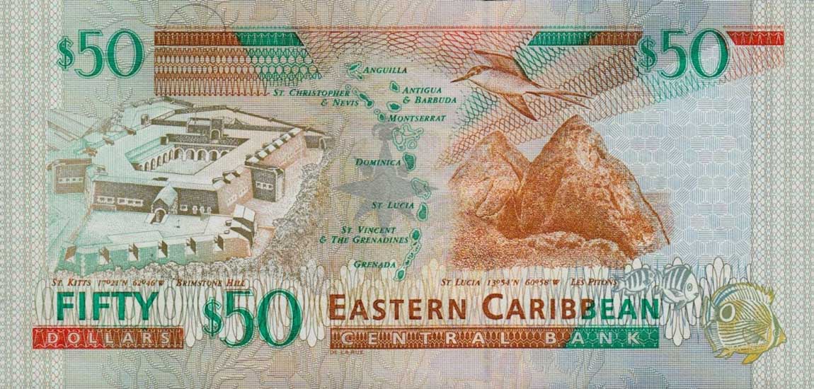 Back of East Caribbean States p40v: 50 Dollars from 2000
