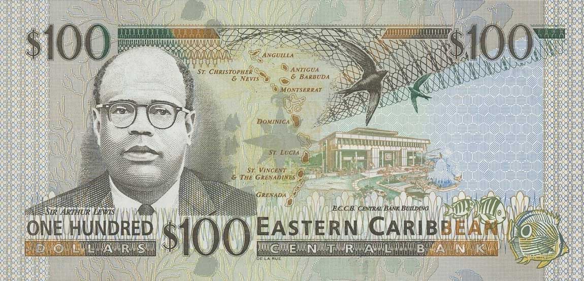 Back of East Caribbean States p41g: 100 Dollars from 2000