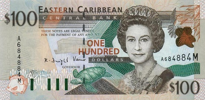 Front of East Caribbean States p41m: 100 Dollars from 2000