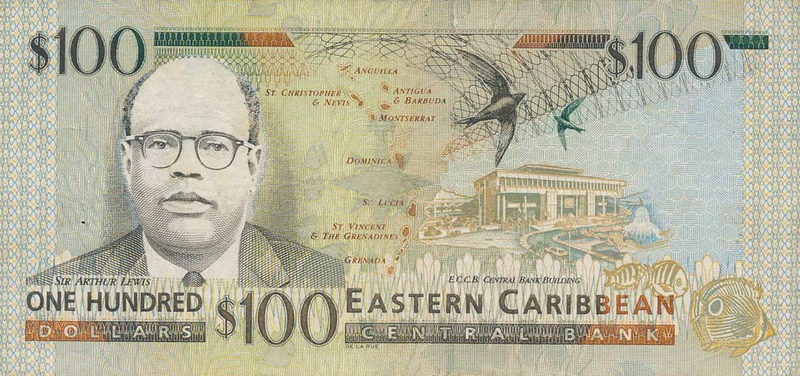 Back of East Caribbean States p41u: 100 Dollars from 2000