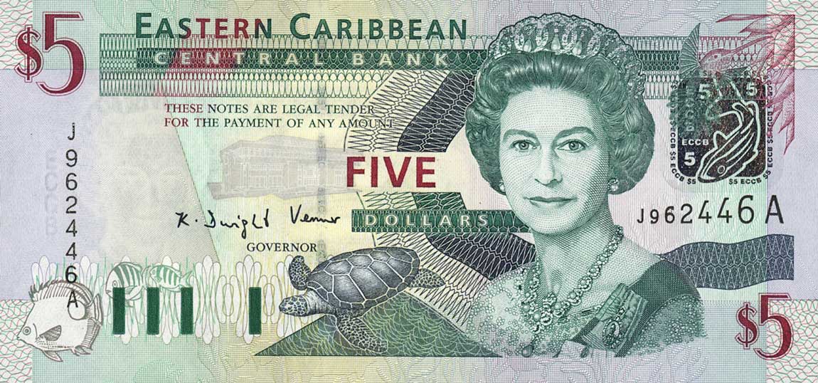 Front of East Caribbean States p42Aa: 5 Dollars from 2003