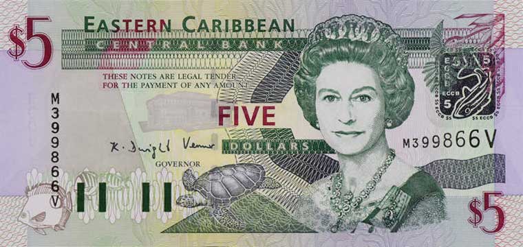 Front of East Caribbean States p42Av: 5 Dollars from 2003