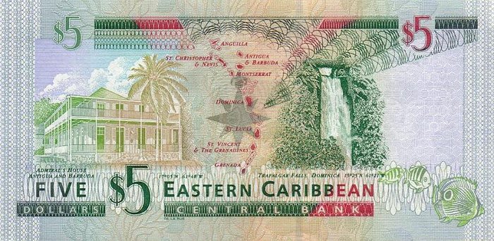 Back of East Caribbean States p42a: 5 Dollars from 2003