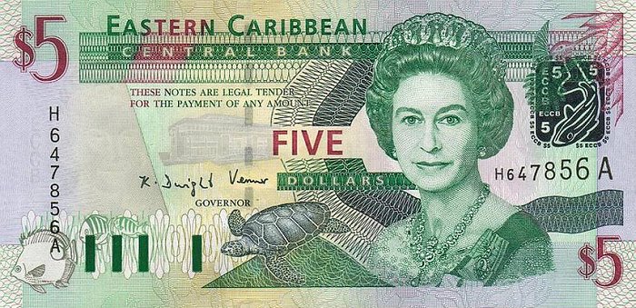 Front of East Caribbean States p42a: 5 Dollars from 2003