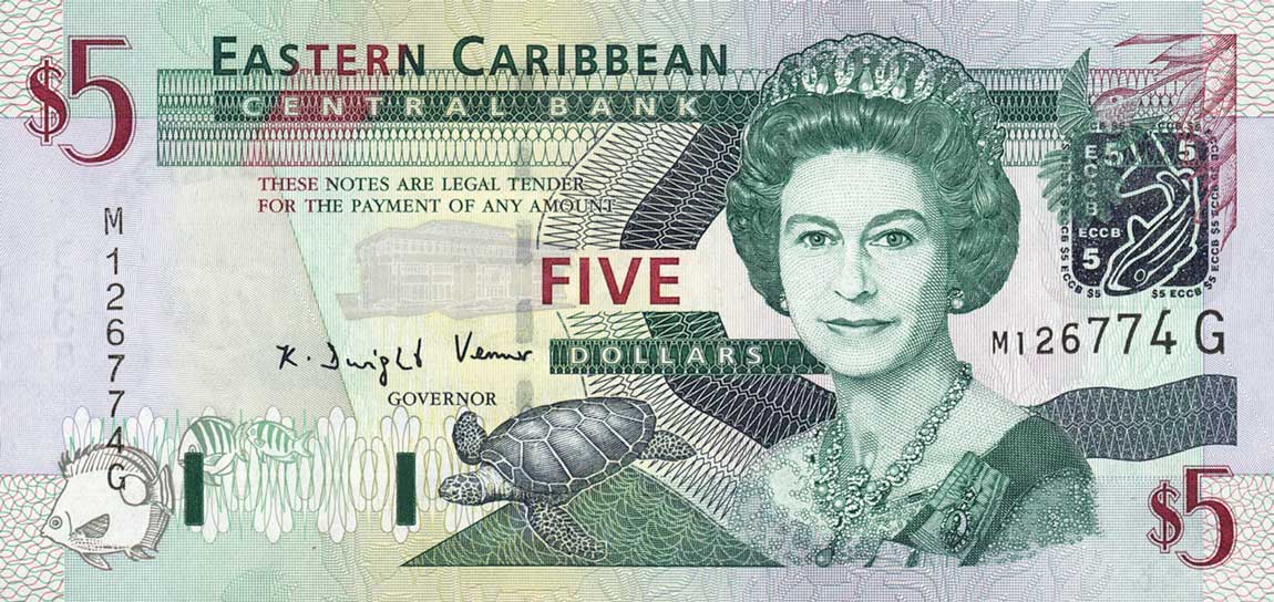 Front of East Caribbean States p42g: 5 Dollars from 2003