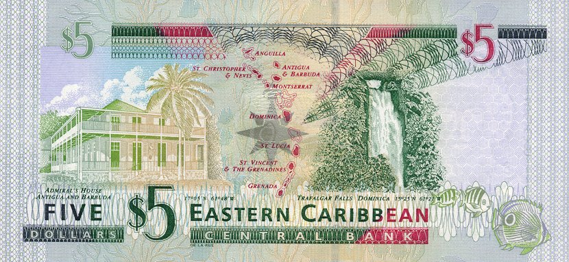 Back of East Caribbean States p42l: 5 Dollars from 2003