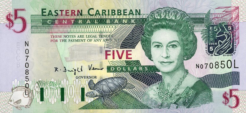 Front of East Caribbean States p42l: 5 Dollars from 2003