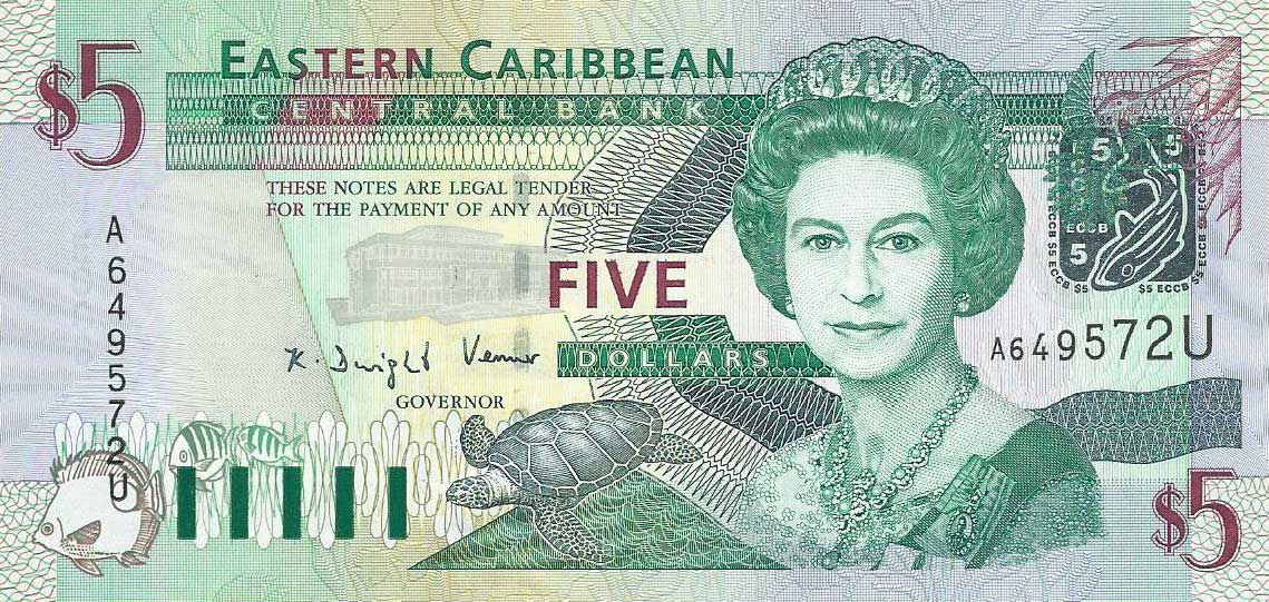 Front of East Caribbean States p42u: 5 Dollars from 2003