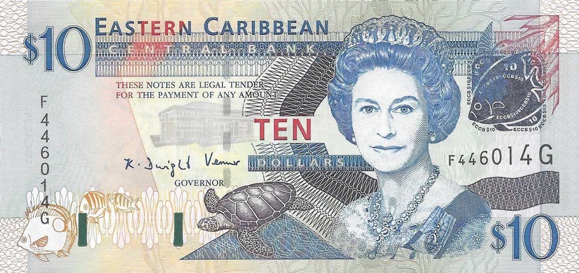 Front of East Caribbean States p43g: 10 Dollars from 2003