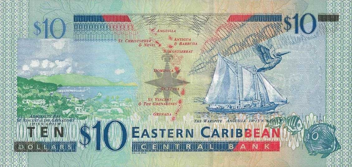 Back of East Caribbean States p43u: 10 Dollars from 2003