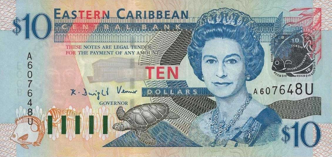 Front of East Caribbean States p43u: 10 Dollars from 2003