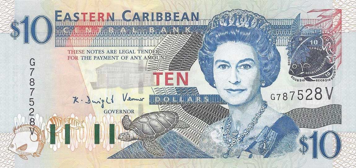 Front of East Caribbean States p43v: 10 Dollars from 2003