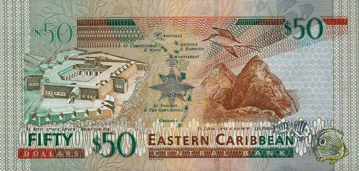 Back of East Caribbean States p45d: 50 Dollars from 2003