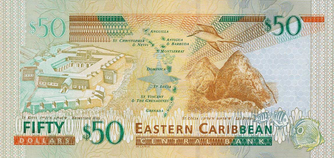 Back of East Caribbean States p45k: 50 Dollars from 2003