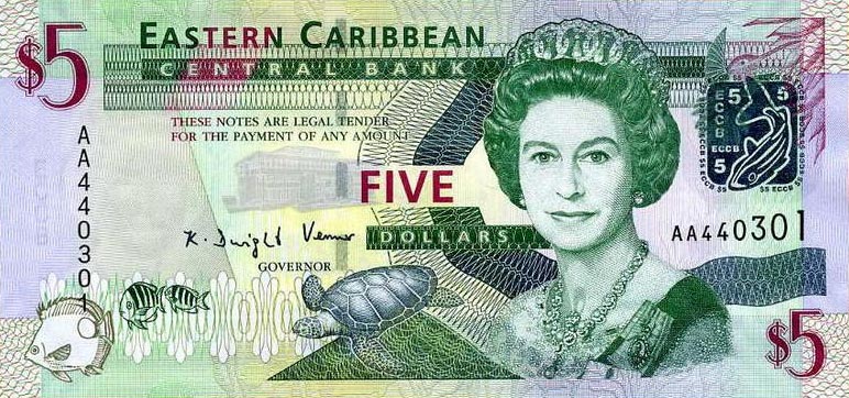 Front of East Caribbean States p47a: 5 Dollars from 2008