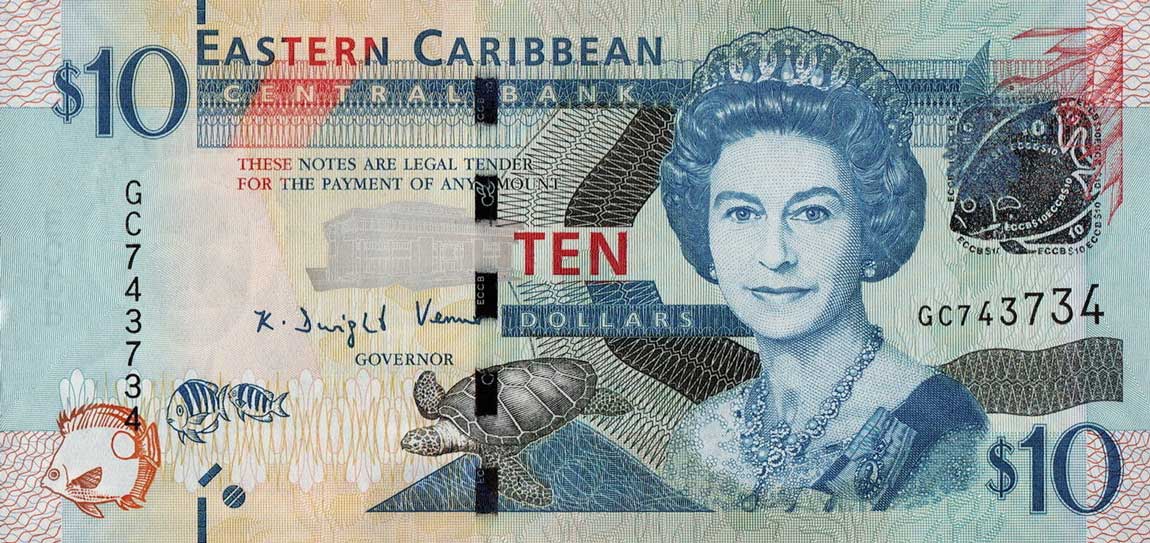 Front of East Caribbean States p52b: 10 Dollars from 2015