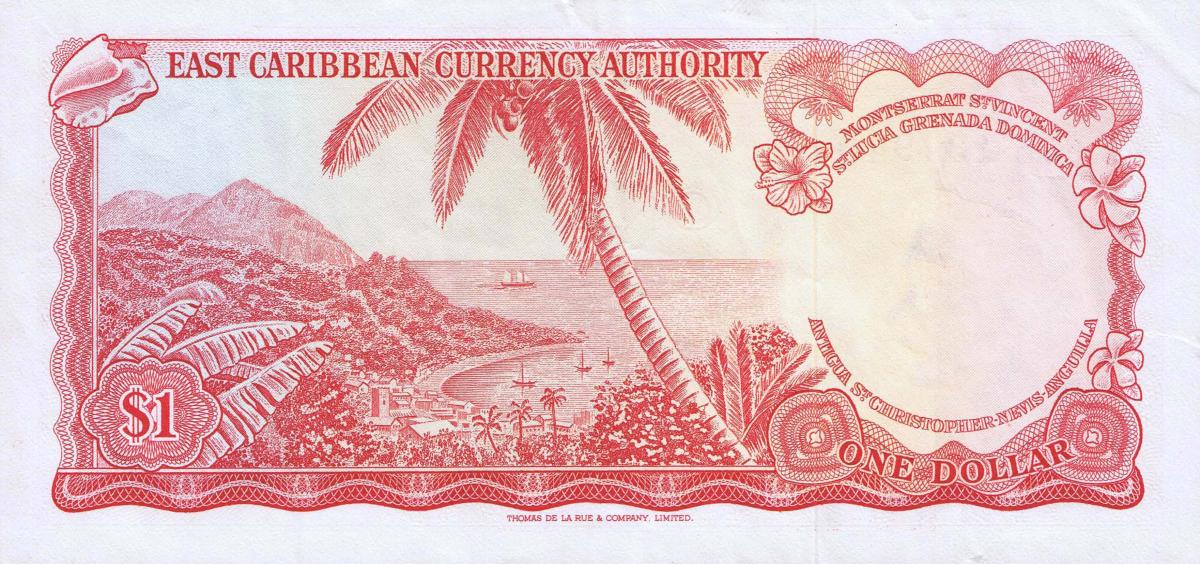 Back of East Caribbean States p13g: 1 Dollar from 1965