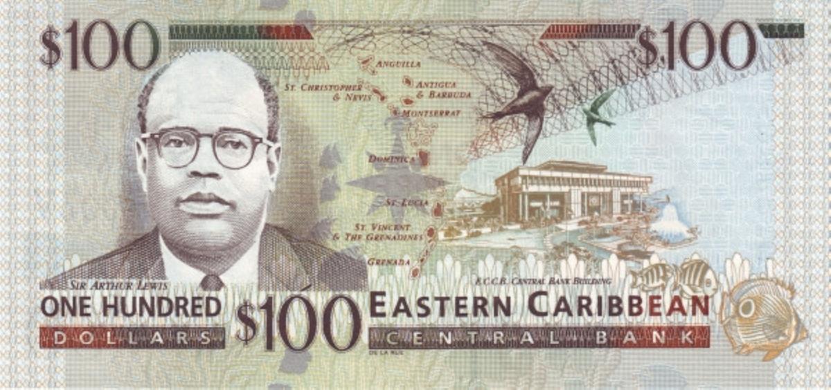 Back of East Caribbean States p36v: 100 Dollars from 1998