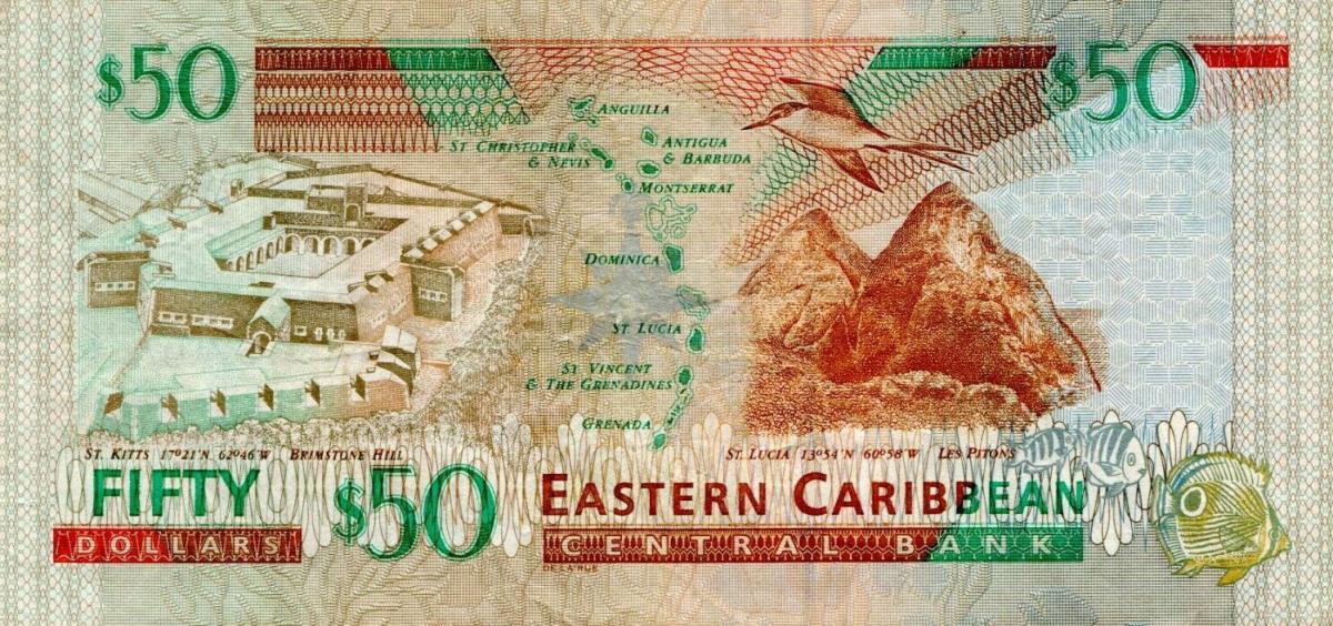 Back of East Caribbean States p40l: 50 Dollars from 2000