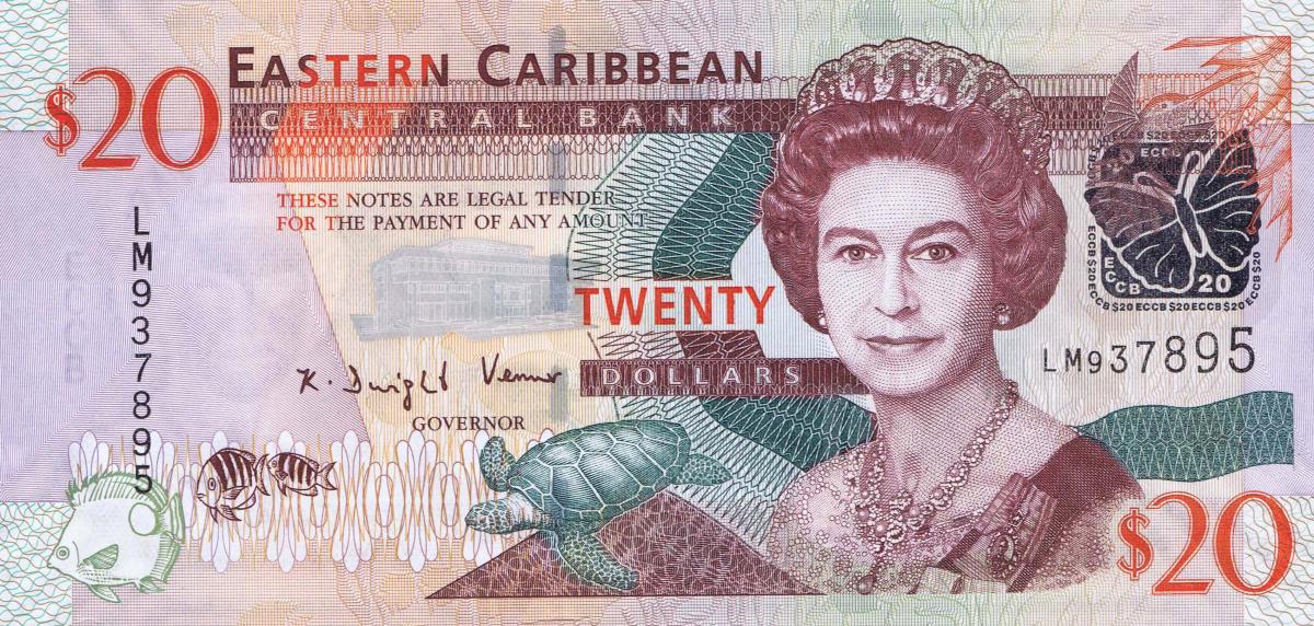 Front of East Caribbean States p49: 20 Dollars from 2008