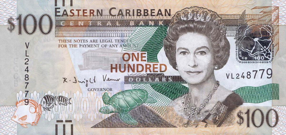 Front of East Caribbean States p55a: 100 Dollars from 2012