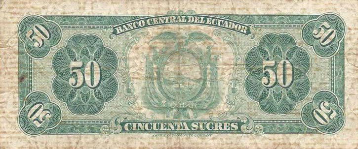 Back of Ecuador p104b: 50 Sucres from 1971