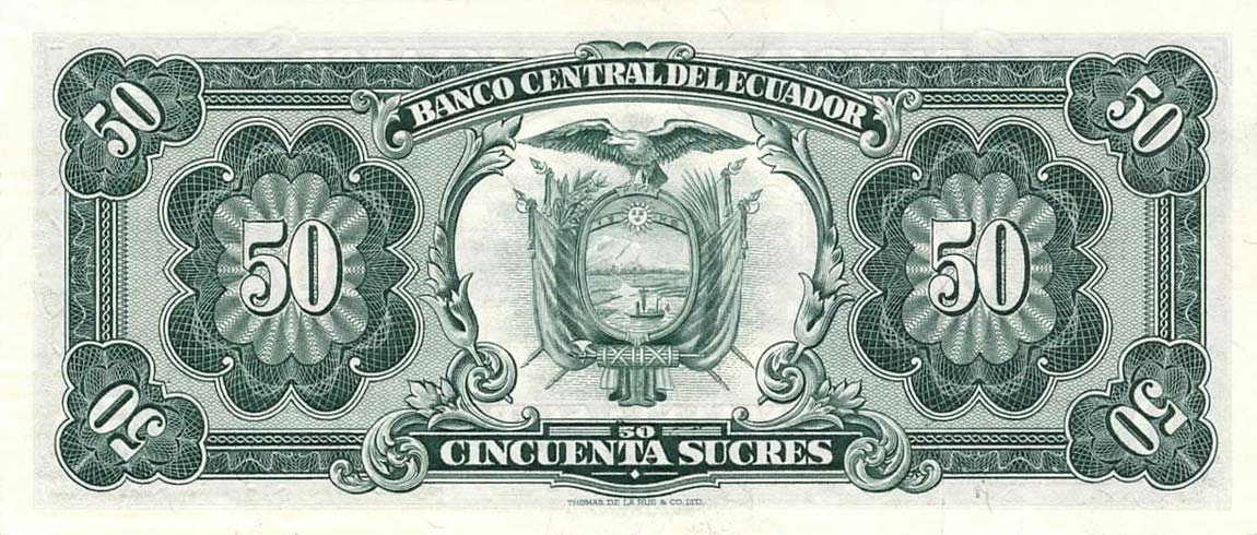 Back of Ecuador p116b: 50 Sucres from 1962