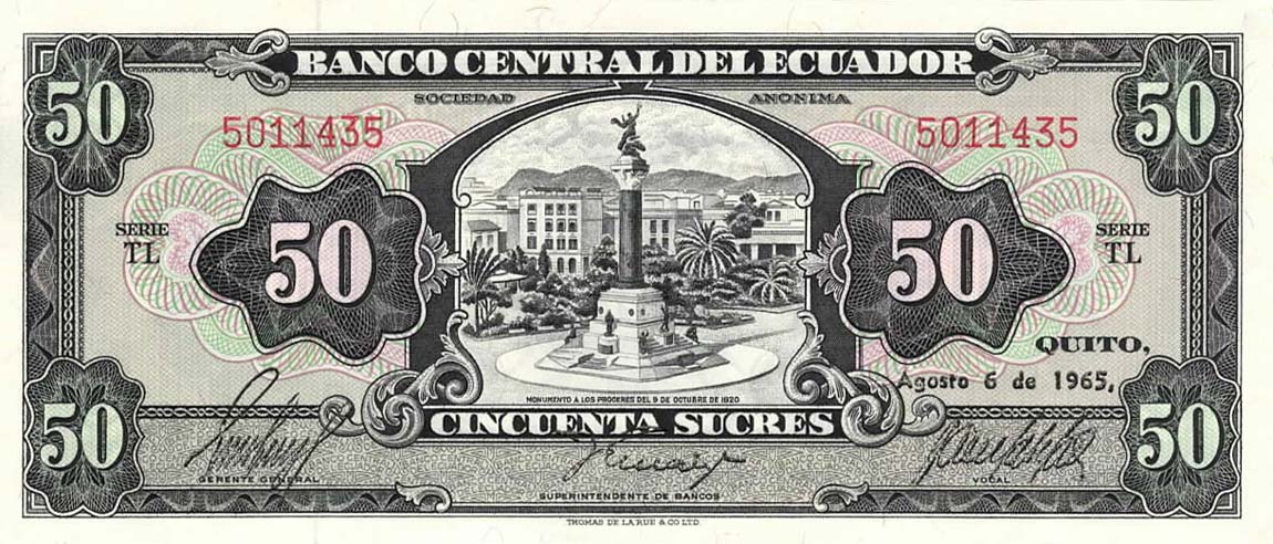 Front of Ecuador p116b: 50 Sucres from 1962