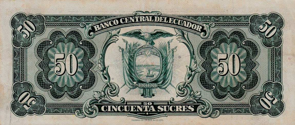 Back of Ecuador p116d: 50 Sucres from 1967