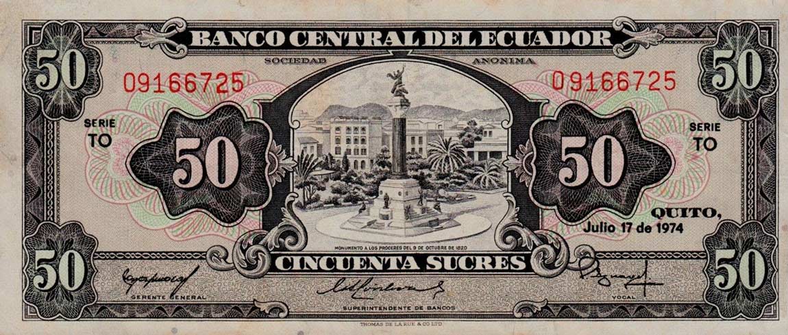 Front of Ecuador p116d: 50 Sucres from 1967