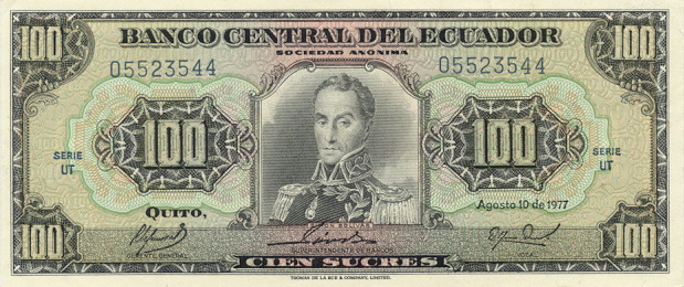 Front of Ecuador p118b: 100 Sucres from 1976